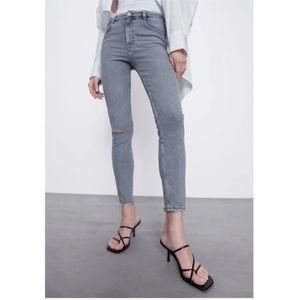 ZARA Hi-Rise Skinny Ankle Length Vintage Jeans in Washed Gray Women's size 4